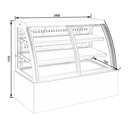 3 tier refrigerated cake display showcase